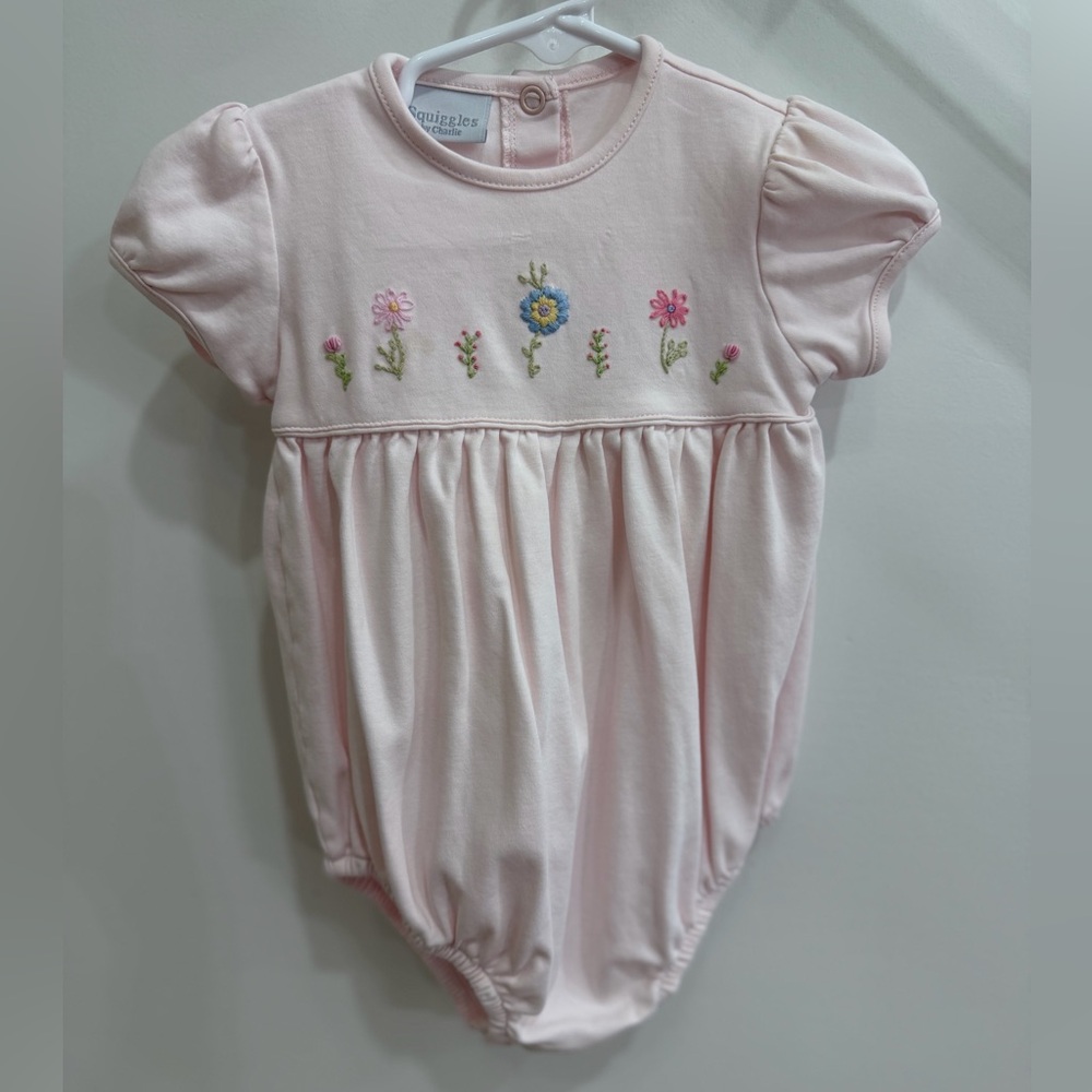 Squiggles Pink Bubble with Floral Embroidery